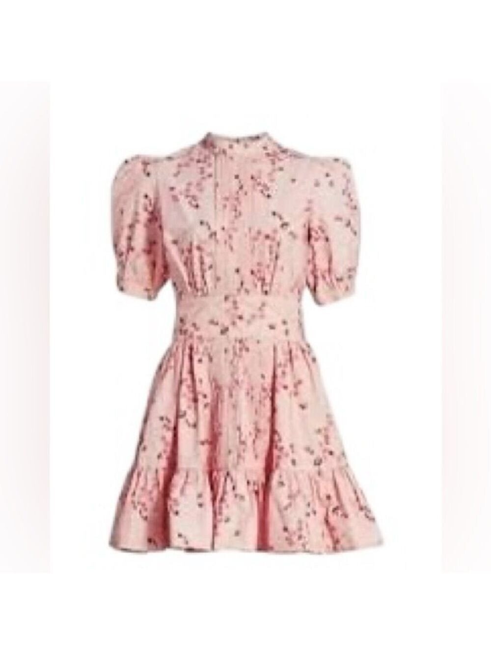 byTiMo Women's Floral Cotton Puff-Sleeve Mini Dress Pink Size S cottage core - Picture 2 of 9